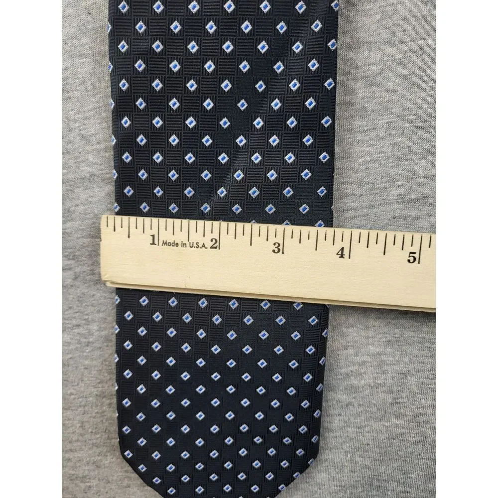 Valentina Italy Milano Black Geometric Diamond 100%‎ Silk Men's Neck Tie